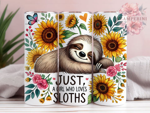 Just a Girl Lazy Sloth 20oz Tumbler Wrap, Sublimation Wrap, Cute Sloth Gift, Just a Girl, 20oz Tumbler, Sublimation Wrap, Cute Sloth Gift, Animal Lover, Lazy Days Tumbler Sublimation Li Zamperini 