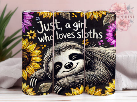 Just a Girl Lazy Sloth 20oz Tumbler Wrap, Sublimation Wrap, Cute Sloth Gift, Just a Girl, 20oz Tumbler, Sublimation Wrap, Cute Sloth Gift, Animal Lover, Lazy Days Tumbler Sublimation Li Zamperini 