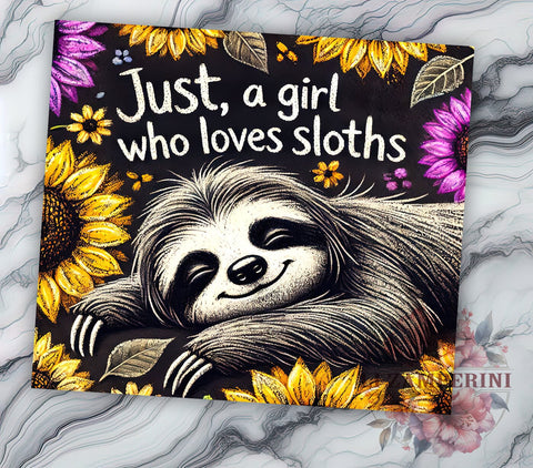 Just a Girl Lazy Sloth 20oz Tumbler Wrap, Sublimation Wrap, Cute Sloth Gift, Just a Girl, 20oz Tumbler, Sublimation Wrap, Cute Sloth Gift, Animal Lover, Lazy Days Tumbler Sublimation Li Zamperini 