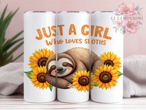 Just a Girl Lazy Sloth 20oz Tumbler Wrap, Sublimation Wrap, Cute Sloth Gift, Just a Girl, 20oz Tumbler, Sublimation Wrap, Cute Sloth Gift, Animal Lover, Lazy Days Tumbler Sublimation Li Zamperini 