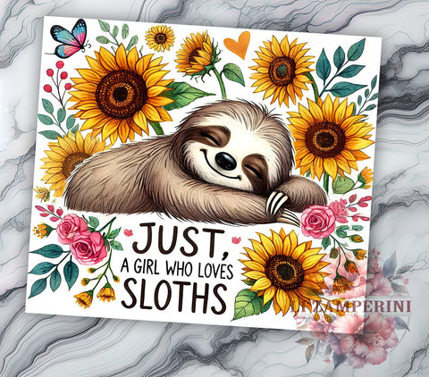 Just a Girl Lazy Sloth 20oz Tumbler Wrap, Sublimation Wrap, Cute Sloth Gift, Just a Girl, 20oz Tumbler, Sublimation Wrap, Cute Sloth Gift, Animal Lover, Lazy Days Tumbler Sublimation Li Zamperini 
