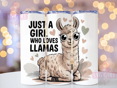 Just A Girl Llama 20oz Tumbler, Llama Lover Gift, Just A Girl Quote, 20oz Tumbler Wrap, Sublimation Design PNG, Cute Llama Wrap, Farm Animal Sublimation Sublimation SvggirlplusArt 