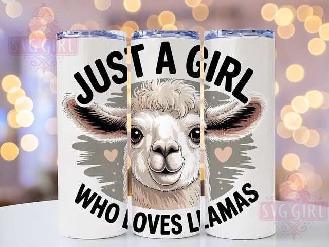 Just A Girl Llama 20oz Tumbler, Llama Lover Gift, Just A Girl Quote, 20oz Tumbler Wrap, Sublimation Design PNG, Cute Llama Wrap, Farm Animal Sublimation Sublimation SvggirlplusArt 
