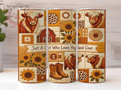 Just A Girl Loves Highland Cows 20oz Tumbler, Just A Girl Loves, Highland Cows, Funny Quote, 20oz Tumbler Wrap, Sublimation Design, Farm Animal Lover, Digital Download Sublimation Lara' s Designs 