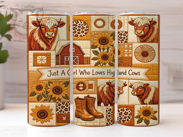Just A Girl Loves Highland Cows 20oz Tumbler, Just A Girl Loves, Highland Cows, Funny Quote, 20oz Tumbler Wrap, Sublimation Design, Farm Animal Lover, Digital Download Sublimation Lara' s Designs 