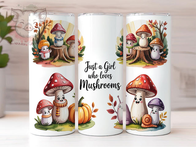 Just A Girl Mushroom Tumbler, Mushroom Tumbler, Girls Who Love Mushrooms, 20oz Sublimation, Nature Tumbler, Cute Tumbler Design, Fun Tumbler Sublimation Lara' s Designs 