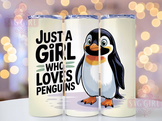 Just A Girl Penguin 20oz Tumbler, Penguin Lover Gift, Just A Girl Quote, 20oz Tumbler Wrap, Sublimation Design PNG, Cute Penguin Wrap, Bird Lover Sublimation Sublimation SvggirlplusArt 