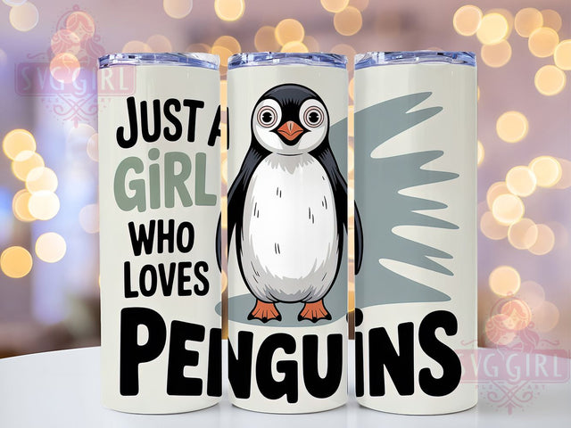 Just A Girl Penguin 20oz Tumbler, Penguin Lover Gift, Just A Girl Quote, 20oz Tumbler Wrap, Sublimation Design PNG, Cute Penguin Wrap, Bird Lover Sublimation Sublimation SvggirlplusArt 