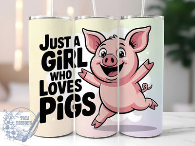 Just A Girl Pig 20oz Tumbler, Pig Lover Gift, Just A Girl Quote, 20oz Tumbler Wrap, Sublimation Design PNG, Cute Pig Wrap, Farm Animal Sublimation Sublimation ToriDesigns 