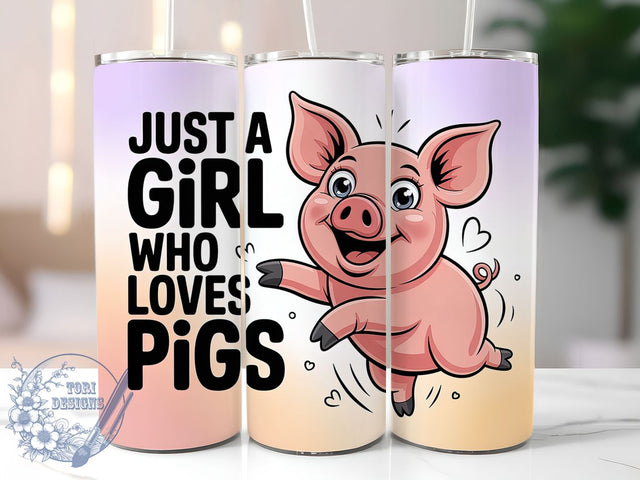 Just A Girl Pig 20oz Tumbler, Pig Lover Gift, Just A Girl Quote, 20oz Tumbler Wrap, Sublimation Design PNG, Cute Pig Wrap, Farm Animal Sublimation Sublimation ToriDesigns 