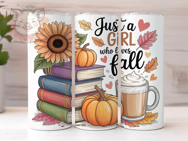 Just A Girl Pumpkin Fall Tumbler Wrap, Fall Tumbler Png, 20oz Skinny Tumbler, Sublimation Download, Autumn Tumbler Wrap, Pumpkin Spice Vibes, Girly Fall Tumbler Sublimation Lara' s Designs 