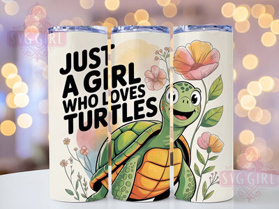 Just A Girl Turtle 20oz Tumbler, Turtle Lover Gift, Just A Girl Quote, 20oz Tumbler Wrap, Sublimation Design PNG, Cute Turtle Wrap, Ocean Animal Sublimation Sublimation SvggirlplusArt 