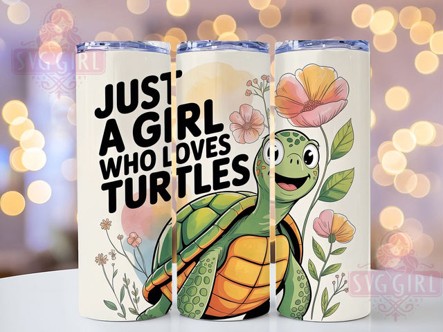 Just A Girl Turtle 20oz Tumbler, Turtle Lover Gift, Just A Girl Quote, 20oz Tumbler Wrap, Sublimation Design PNG, Cute Turtle Wrap, Ocean Animal Sublimation Sublimation SvggirlplusArt 