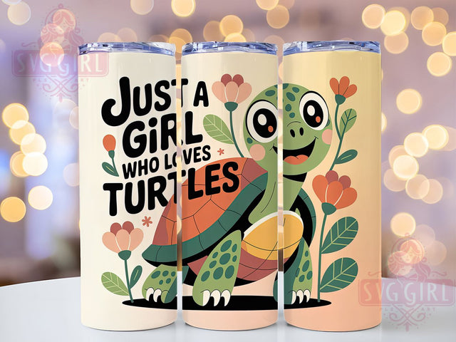 Just A Girl Turtle 20oz Tumbler, Turtle Lover Gift, Just A Girl Quote, 20oz Tumbler Wrap, Sublimation Design PNG, Cute Turtle Wrap, Ocean Animal Sublimation Sublimation SvggirlplusArt 