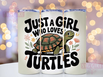 Just A Girl Turtle 20oz Tumbler, Turtle Lover Gift, Just A Girl Quote, 20oz Tumbler Wrap, Sublimation Design PNG, Cute Turtle Wrap, Ocean Animal Sublimation Sublimation SvggirlplusArt 