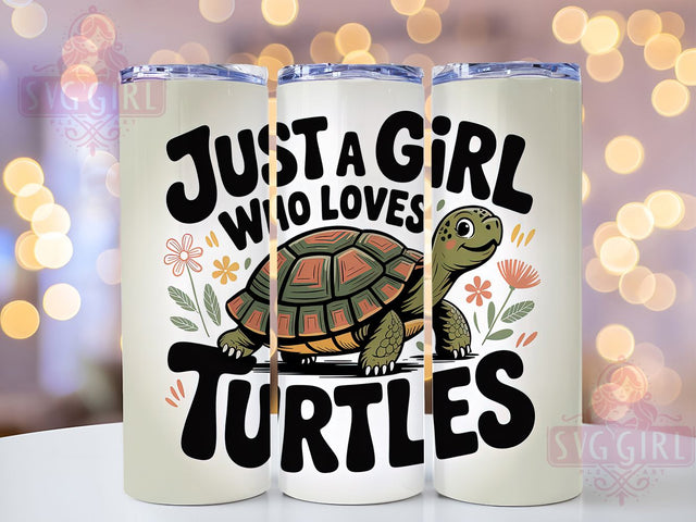 Just A Girl Turtle 20oz Tumbler, Turtle Lover Gift, Just A Girl Quote, 20oz Tumbler Wrap, Sublimation Design PNG, Cute Turtle Wrap, Ocean Animal Sublimation Sublimation SvggirlplusArt 