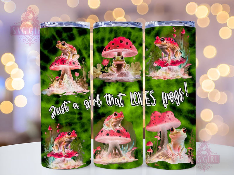 Just A Girl Who Love Frog 20oz Tumbler Wrap Sublimation Design, Straight Tapered Tumbler Wrap, Cute Frog Tumbler Png, Instant Digital Download Sublimation SvggirlplusArt 