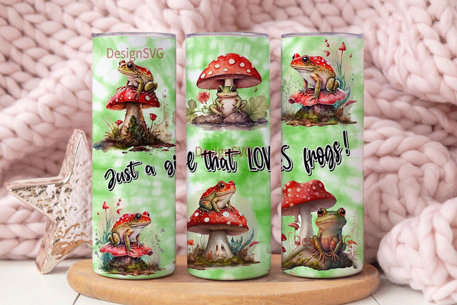Just A Girl Who Love Frog Skinny Tumbler Wrap, 20oz Tumbler Sublimation Design, Frog Tumbler Wrap, Cute Frog Designs PNG, Digital Download Sublimation DesignSVG 