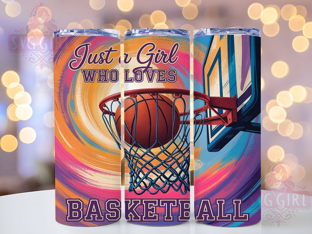 Just A Girl Who Loves Basketball Tumbler Wrap, 20Oz Sublimation Wrap, Basketball Lover Drinkware, Sports Tumbler Sublimation, Girls Basketball Cup Wrap, Sports Fan Tumbler Design Sublimation SvggirlplusArt 