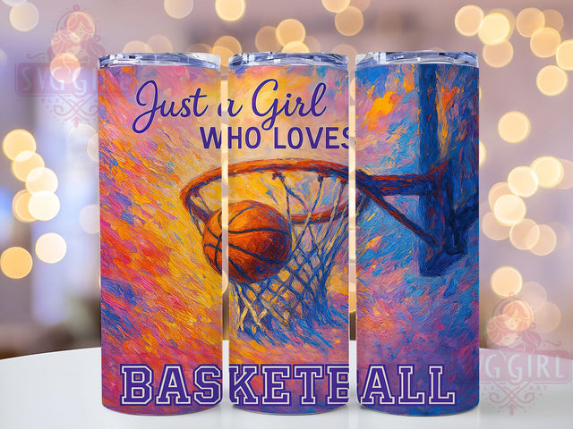 Just A Girl Who Loves Basketball Tumbler Wrap, 20Oz Sublimation Wrap, Basketball Lover Drinkware, Sports Tumbler Sublimation, Girls Basketball Cup Wrap, Sports Fan Tumbler Design Sublimation SvggirlplusArt 