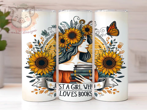 Just a Girl Who Loves Books 20oz Tumbler Png, Straight & Tapered Tumbler Png, Loves Books Tumbler Png, Digital Download PNG Sublimation Lara' s Designs 