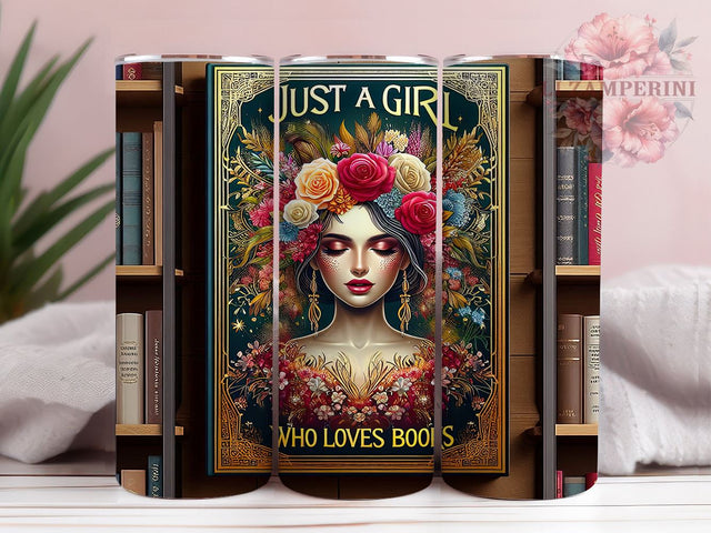 Just a Girl Who Loves Books 20oz Tumbler Wrap PNG, Book Lover Tumbler Png, Straight & Tapered Tumbler Wrap, Instant Digital Download Sublimation Li Zamperini 