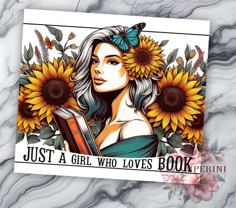 Just a Girl Who Loves Books 20oz Tumbler Wrap PNG, Book Lover Tumbler Png, Straight & Tapered Tumbler Wrap, Instant Digital Download Sublimation Li Zamperini 
