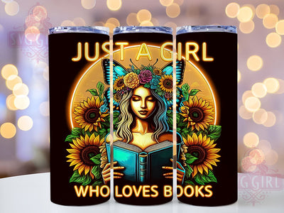 Just a Girl Who Loves Books 20oz Tumbler Wrap Sublimation Design, Straight Tapered Tumbler Wrap, Book Lover Tumbler Png, Instant Digital Download Sublimation SvggirlplusArt 