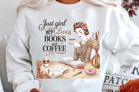 Just a girl who loves BOOKS and COFFEE Sublimation PNG Sublimation Regulrcrative 