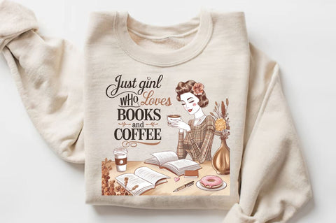 Just a girl who loves BOOKS and COFFEE Sublimation PNG Sublimation Regulrcrative 