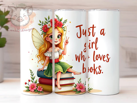 Just a Girl Who Loves Books Tumbler, Books Lover Tumbler Wrap, 20oz Sublimation Design, Bookish Tumbler PNG, Reading Lover Tumbler Wrap, Digital Download Tumbler Sublimation Lara' s Designs 