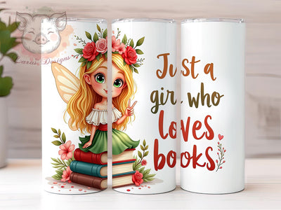 Just a Girl Who Loves Books Tumbler, Books Lover Tumbler Wrap, 20oz Sublimation Design, Bookish Tumbler PNG, Reading Lover Tumbler Wrap, Digital Download Tumbler Sublimation Lara' s Designs 