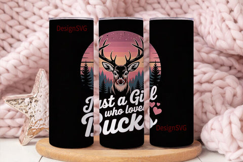 Just a Girl Who Loves Bucks 20oz Tumbler Sublimation DesignSVG 