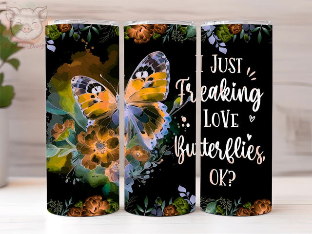 Just A Girl Who Loves Butterfly 20oz Tumbler Png, Straight & Tapered Tumbler Png, Butterfly Lovers Tumbler Png, Digital Download PNG Sublimation Lara' s Designs 