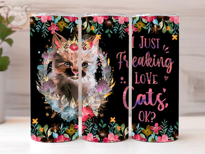 Just A Girl Who Loves Cats 20oz Tumbler Png, Straight & Tapered Tumbler Png, Cats Tumbler Png, Digital Download PNG Sublimation Lara' s Designs 