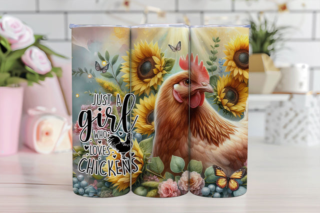 Just A Girl Who Loves Chickens Tumbler Sublimation Wrap PNG Sublimation BijouBay 