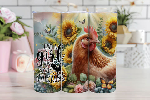 Just A Girl Who Loves Chickens Tumbler Sublimation Wrap PNG Sublimation BijouBay 