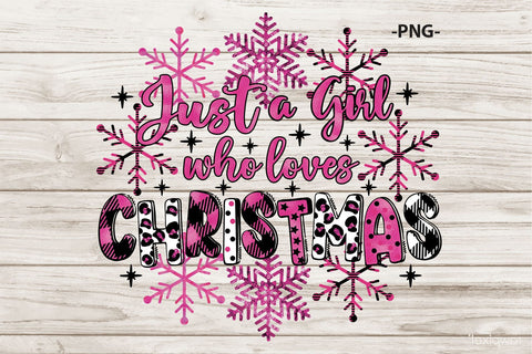 Just a Girl Who Loves Christmas PNG Pink Glitter Leopard Plaid Sublimation Winter Clipart for Holiday Shirt Design Sublimation 1uniqueminute 