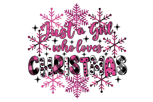 Just a Girl Who Loves Christmas PNG Pink Glitter Leopard Plaid Sublimation Winter Clipart for Holiday Shirt Design Sublimation 1uniqueminute 