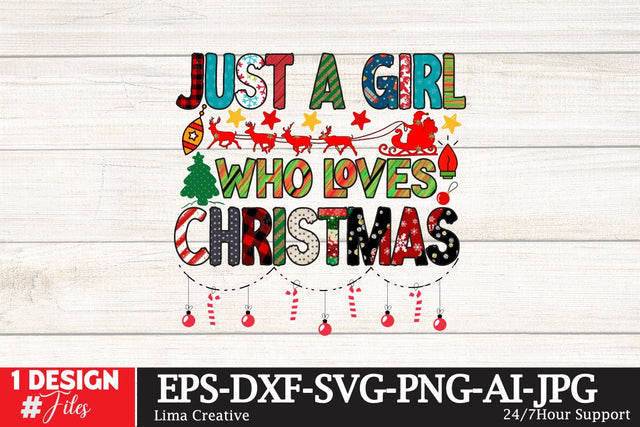 Just A Girl Who LOves Christmas Sublimation PNG,Christmas Sublimation Design Sublimation Insomnia Std 