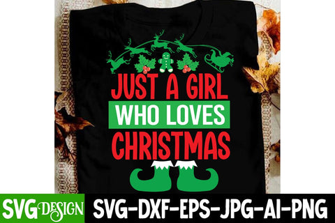 Just a girl Who Loves Christmas SVG Cut File, Just a girl Who Loves Christmas SVG Quotes SVG BlackCatsMedia 