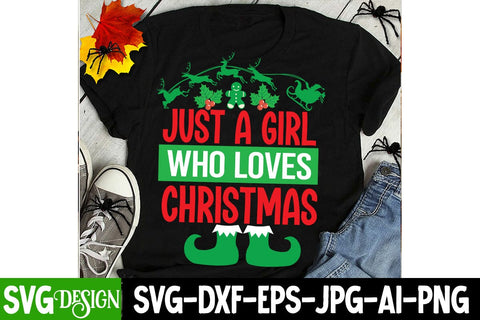 Just a girl Who Loves Christmas SVG Cut File, Just a girl Who Loves Christmas SVG Quotes SVG BlackCatsMedia 