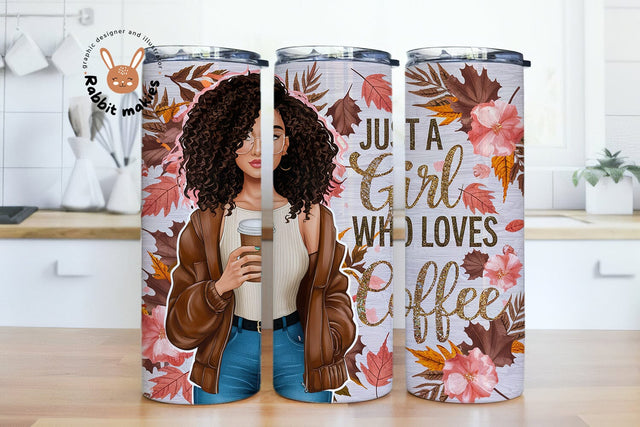 Just A Girl Who Loves Coffee Afro Woman 20oz Tumbler PNG, Afro Woman Png, Coffee Design,Girl Coffee Png,Coffee Tumbler Png Sublimation Rabbitmakies 