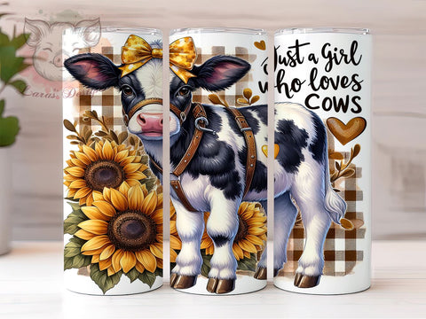 Just a Girl Who Loves Cows 20 oz Skinny Tumbler Sublimation Design, Straight & Tapered Tumbler Png, Country Cow Tumbler Png, Digital Download PNG Sublimation Lara' s Designs 