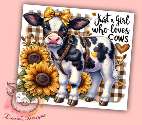 Just a Girl Who Loves Cows 20 oz Skinny Tumbler Sublimation Design, Straight & Tapered Tumbler Png, Country Cow Tumbler Png, Digital Download PNG Sublimation Lara' s Designs 