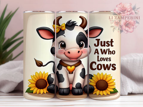 Just a Girl Who Loves Cows 20 oz Skinny Tumbler Sublimation Design, Straight & Tapered Tumbler Png, Country Cow Tumbler Png, Digital Download PNG Sublimation Li Zamperini 