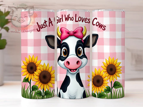 Just A Girl Who Loves Cows 20 oz Skinny Tumbler Sublimation Design, Straight & Tapered Tumbler Png, Cow Lover Tumbler Png, Digital Download PNG Sublimation Lara' s Designs 