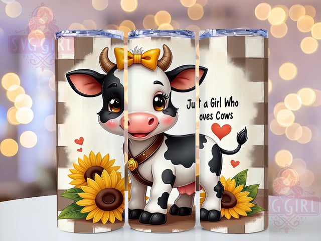 Just a Girl Who Loves Cows 20oz Tumbler Wrap Sublimation Design, Straight Tapered Tumbler Wrap, Country Cow Tumbler Png, Instant Digital Download Sublimation SvggirlplusArt 
