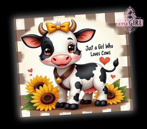 Just a Girl Who Loves Cows 20oz Tumbler Wrap Sublimation Design, Straight Tapered Tumbler Wrap, Country Cow Tumbler Png, Instant Digital Download Sublimation SvggirlplusArt 