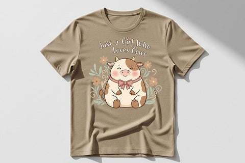 Just a Girl Who Loves Cows Png, Cute Cow Png, Cow Lover Png, Kawaii Cow Clipart, Cow Girl Png, Farm Animal Png Sublimation Design, Cow Art SVG TiffsCraftyCreations 